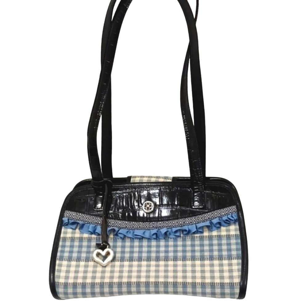 Brighton LEATHER Shoulder Bag Croc Embossed Leather & Whimsical Fabric C144458 - Picture 10 of 16